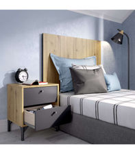 Conjunto juvenil cama de 90 con cajones, mesita, armario y cómoda Duna-4 acabado