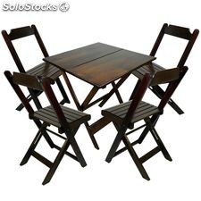 Conjunto Mesa e Cadeira Dobrável de Madeira 70x70cm - Aconchego shop