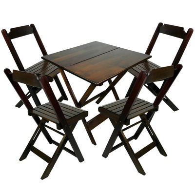 Conjunto Mesa e Cadeira Dobrável de Madeira 70x70cm - Aconchego shop