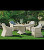 Conjunto mesa redonda + 4 sillones con cojines para terraza jardín