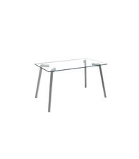 Conjunto Mia mesa cristal transparente y 4 sillas en polipiel camel., Color -