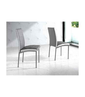 Conjunto Mia mesa cristal transparente y 4 sillas en polipiel gris., Color - - Foto 2