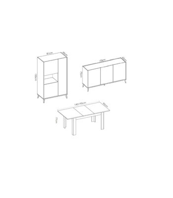 Conjunto salón Cazalilla-4 blanco/natural: mueble alto, aparador y mesa comedor - Foto 5