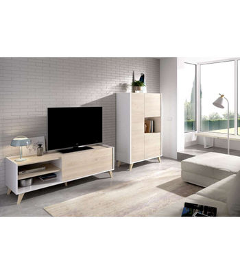 Conjunto salón Cazalilla-5 mueble bajo TV y modulo alto 47-135 cm(alto)155-81