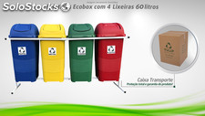 Conjunto seletivo Ecobox com 4 lixeiras 60 litros
