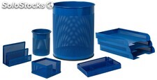 Conjunto sobremesa 8 piezas chapa perforada color azul - Sistemas David