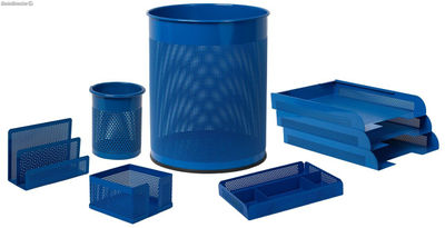 Conjunto sobremesa 8 piezas chapa perforada color azul - Sistemas David