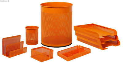 Conjunto sobremesa 8 piezas chapa perforada en color naranja - Sistemas David