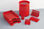 Conjunto sobremesa 8 piezas chapa perforada en color rojo - Sistemas David - 1