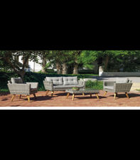 Conjunto sofá 2 plazas+ 2 sillones +mesa de centro en huitex color champagne