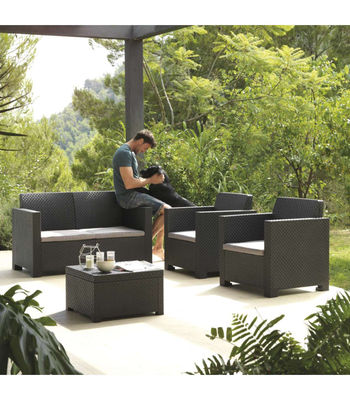 Conjunto sofá de 2 plazas + 2 sillones + mesa de centro para terraza o jardín - Foto 2