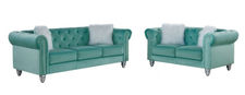 Conjunto sofas chester style 2 y 3 plazas verde claro
