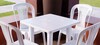 Conjunto terraza de 4 sillas sin apoyabrazos con mesa cuadrada 70 x 70 cm