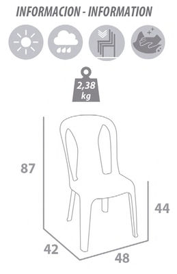 Conjunto terraza de 4 sillas sin apoyabrazos con mesa cuadrada 70 x 70 cm - Foto 4