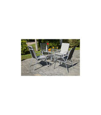 Conjunto terraza jardín mesa + 4 sillones Acero Seul-90/4 en acabado color plata