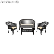 Conjunto Terraza Jardín VERANDA con 2 sillones (con cojines blancos) + 1 Sofá