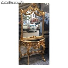 console baroque dorée plateau marbre h 200
