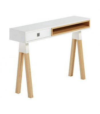 console design escandinavo na combinação de madeira lacada a branco - cinza