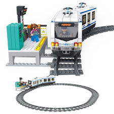 Construindo brinquedos compatíveis com LEGO, modelo de metrô de Hong Kong