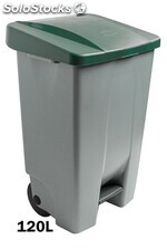 Container mit Pedal 120 Liters. Deckel in grün - Sistemas David