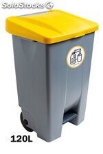 Container mit Pedal 120 Liters (Recycling-Aufkleber). Deckel in gelb - Sistemas