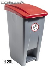 Container mit Pedal 120 Liters (Recycling-Aufkleber). Deckel in rot - Sistemas