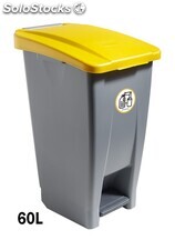 Container mit Pedal 60 Liters (Recycling-Aufkleber). Deckel in Gelb - Sistemas