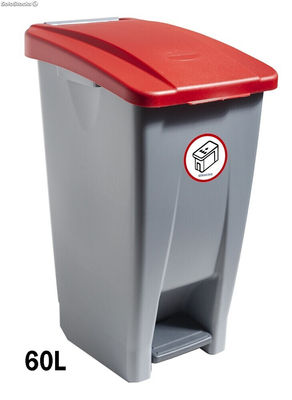 Container mit Pedal 60 Liters (Recycling-Aufkleber). Deckel in rot - Sistemas