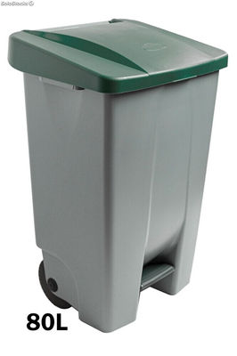 Container mit Pedal 80 Liters. Deckel in grün - Sistemas David