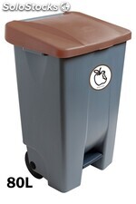Container mit Pedal 80 Liters (Recycling-Aufkleber). Deckel in braun - Sistemas