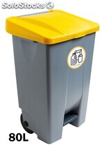Container mit Pedal 80 Liters (Recycling-Aufkleber). Deckel in Gelb - Sistemas