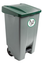 Cubo de basura con pedal 30 Litros adhesivo. Tapa Verde