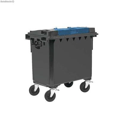 Contenedor de basura 600L tapa doble azul