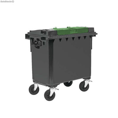 Contenedor de basura 600L tapa doble verde