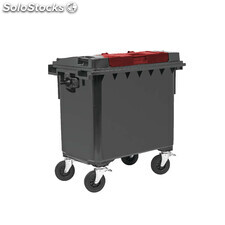 Contenedor de basura 800L tapa doble rojo