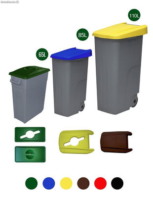 Contenedor de basura denox 65, 85 y 110 l para reciclar cerrado con tapa de