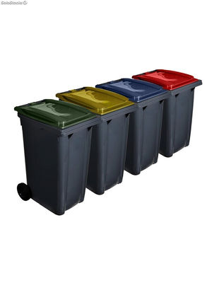 Contenedor de basura reciclables 240l 2 ruedas ecodiseño negro color: amarillo