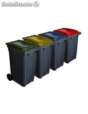 Contenedor de basura reciclables 240l 2 ruedas ecodiseño negro color: verde