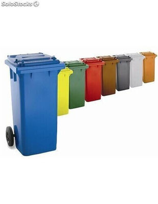 Contenedor de basura reciclables de colores con ruedas 120l mango antideslizante