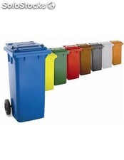 Contenedor de basura reciclables de colores con ruedas 120l mango antideslizante