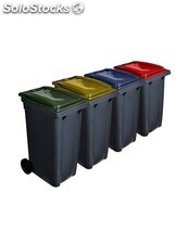 Contenedor de basura reciclables ecodiseño 120l 2 ruedas tapa roja