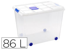 Contenedor plastico plasticforte 86 litros n 8 transparente con tapa 470x620x450