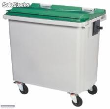 Conteneur à déchets 4 roues 660l Gris/vert