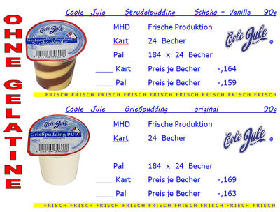 Coole Jule Puddingstrudel 90g, Schoko-Vanille, frische produktion
