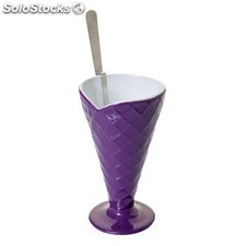 Copa helado 280 cc+ cuchara purpura porcelana