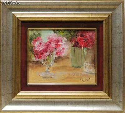 Copas con flores | Pinturas de flores en óleo sobre lienzo
