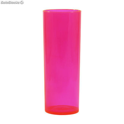 Copo plastico long drink 330 ml rosa neon translúcido
