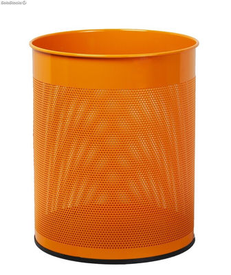 Corbeille à papier 15 Litres. Corbeille métallique perforée (Orange) - Sistemas - Photo 2