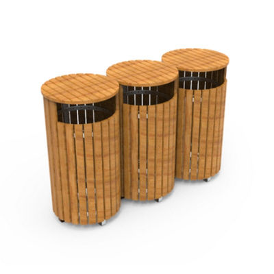 Corbeilles en bois tri sélectif ronde