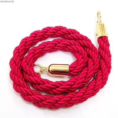 Cordón trenzado de 2,5 metros para poste separador de cordón (Dorado / Rojo) -